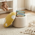 thumbnail image 3 of Guyou Cute Kids Storage Stool, Mushroom Shaped Upholstered Kids Reading Chair with Storage, Faux Fur Toddler Chair, Children's Shoe Changing Stool for Playroom Kindergarten Bedroom, Yellow, 3 of 9