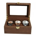 thumbnail image 6 of Wooden 3-Slot Watch Display Box with Transparent Window for Storage - Black Walnut Finish, 6 of 8