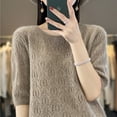 thumbnail image 4 of Pullover Women‘s O-neck Pure Sweater Comfortable and Versatile Women‘s Knitted Thin Short Sleeve T-shirt 100% Wool Sweater Hot, 4 of 5