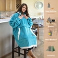 thumbnail image 2 of Tirrinia Oversized Blanket Hoodie, Wearable Fluffy Sherpa Blanket, Lightweight Cozy Sweatshirt Blanket Gift for Adult Women Men, 2 of 7