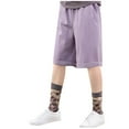 thumbnail image 2 of Juniors Boys Bermuda Shorts with Pockets 5-16 Years Teens Kids Lightweight Quick-Dry Solid Elastic Waist Wide Leg Loungewear Workout Short, 2 of 4