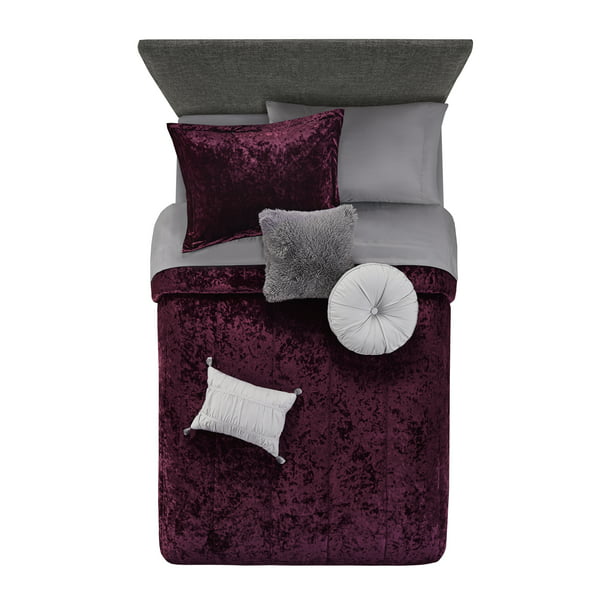 Luxury dora bedding set twin Mainstays Metropolis Velvet 8 Piece Bed In A Bag Bedding Set With Bonus Sheet Pillows Twin Xl Walmart Com