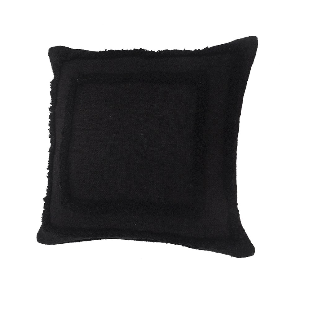 LR Home Modern Tufted Solid Black Throw Pillow