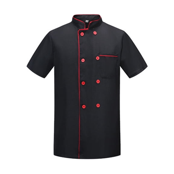 Fusipu Chef Top Contrast Color Stand Collar Catering Easy to Wash Chef Shirt Work Clothing