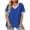 Blue, variant on Plus Size Tops for Women Oversized V Neck Criss Cross T-Shirt Color Block Casual Short Sleeve Blouse Summer Clothes