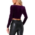 thumbnail image 3 of INSPIRE CHIC Ruched Sleeve for Women's Sweetheart Neck Party Velvet Crop Tops XL Purple, 3 of 6