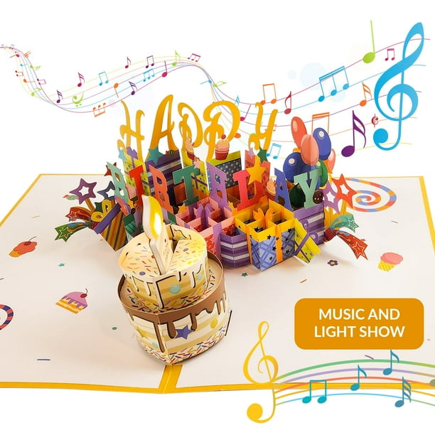 Gradient Mode Birthday Card, Musical Birthday Cards with Light and