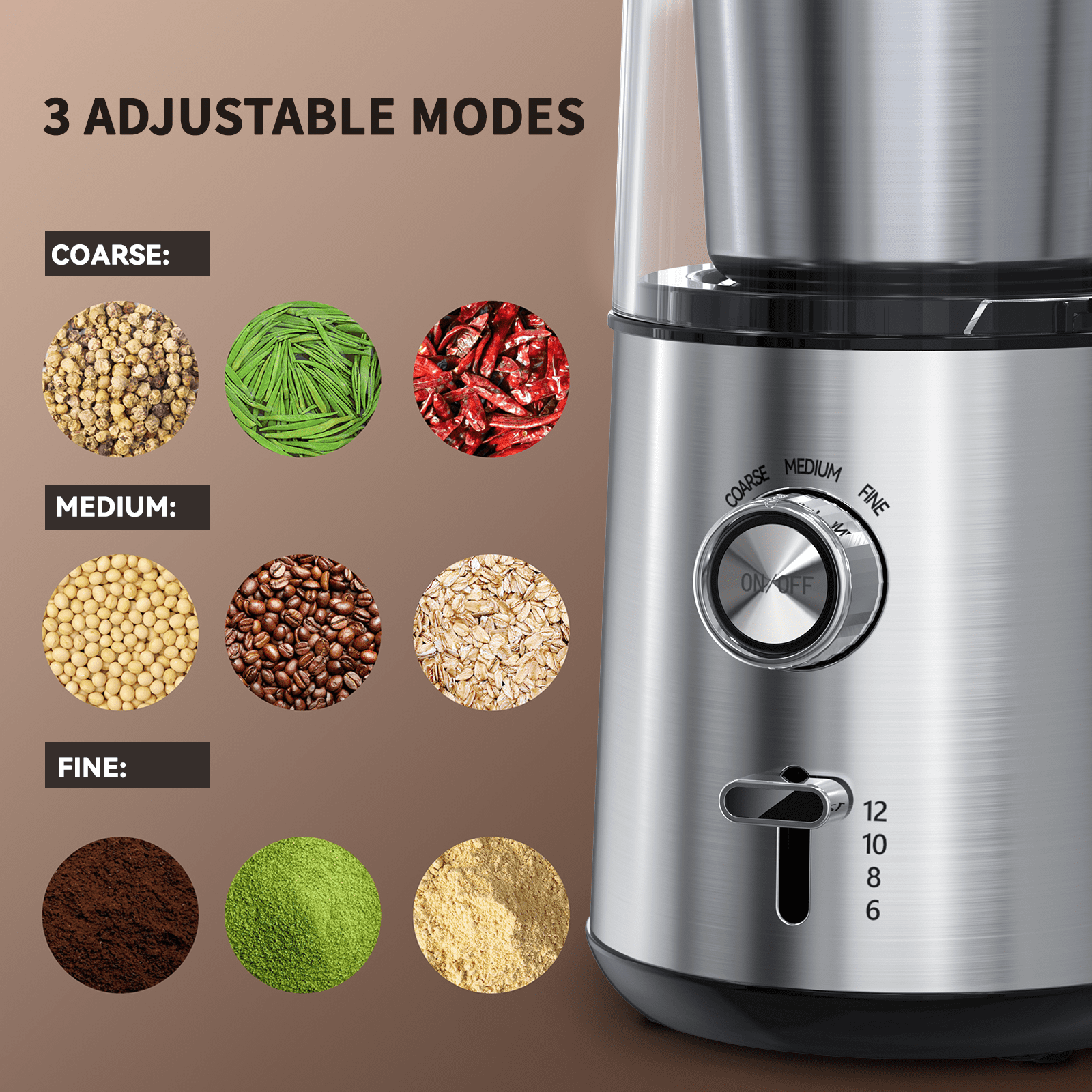 LINKchef Coffee Grinder Electric and Spice Grinder, Herb Grinder, Coffee  Bean Grinder, Wet and Dry Grinder With 1 Removable Stainless Steel Bowl,  Max
