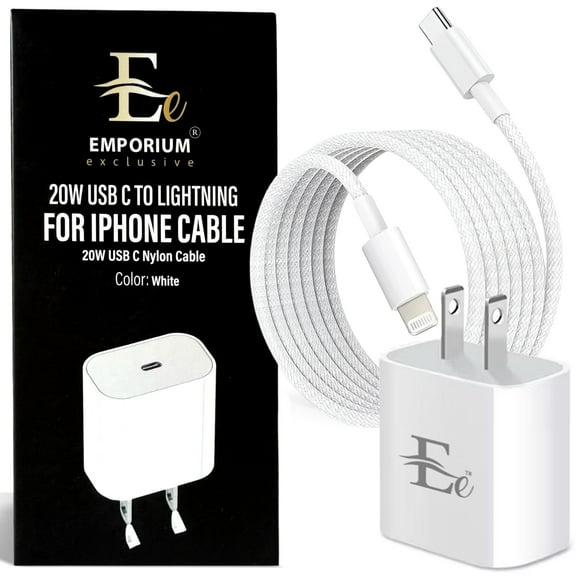 Emporium Exclusive | 3ft Lightning Charger Data Transfer Cable |Waterproof iPhone Charger 7-14 White