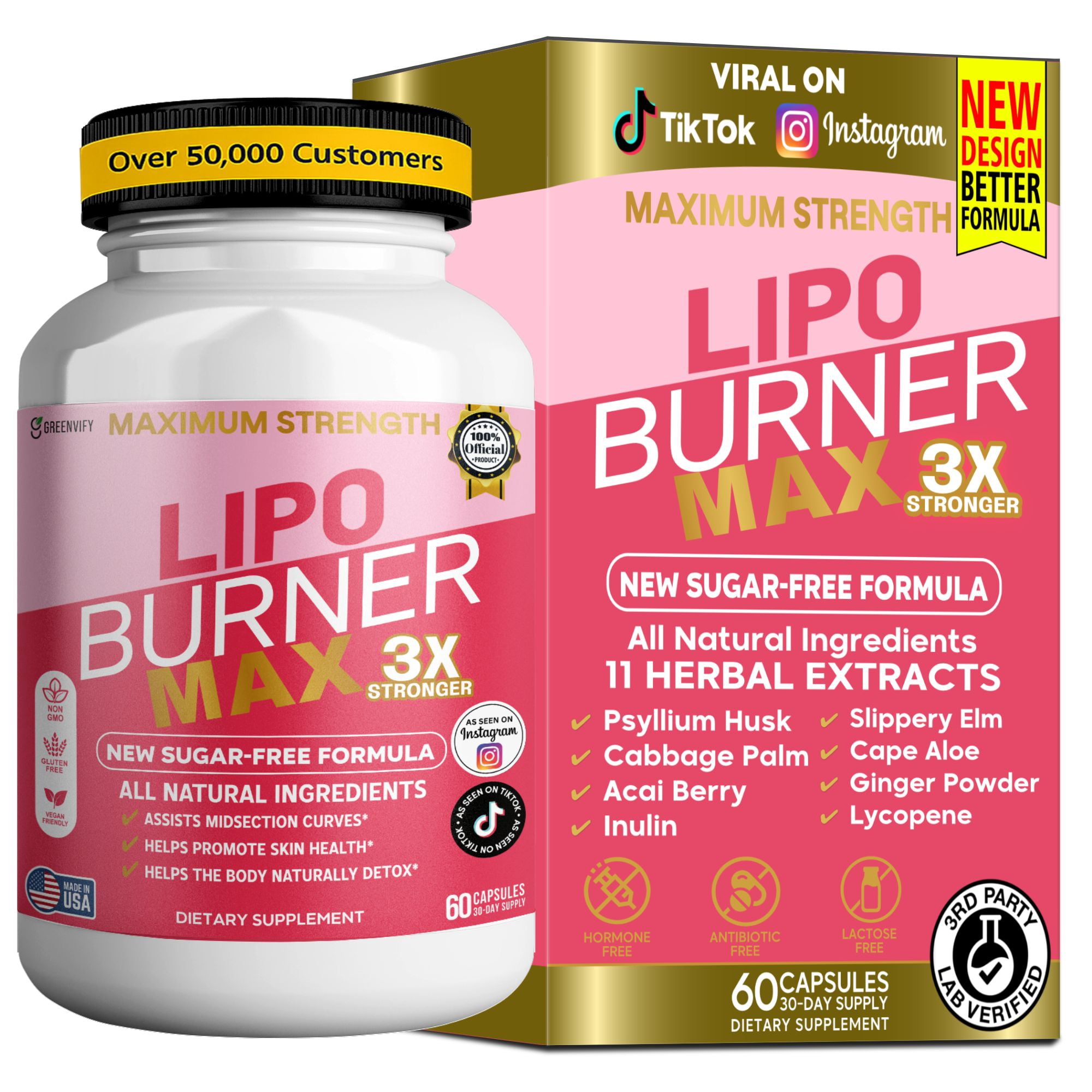GreenVify Lipo Burner Max Dietary Supplement Capsules – Weight Management Nutritional Supplement for Adults – Easy-to-Swallow Capsules