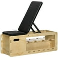 thumbnail image 1 of CoSoTower Wooden Workout Bench with Dumbbell Rack and Resistance Bands, Adjustable Incline Weight Bench for Home Gym, 1 of 7