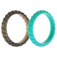 thumbnail image 1 of Juego de anillos trenzados apilables de boda de silicona - Turquesa de ROQ para mujer - Anillo de 2 x 4 mm, 1 of 1