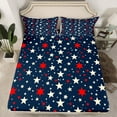 thumbnail image 2 of jejeloiu Stars Print Full Size Sheets,American Flag Bed Sheets,Blue White Red Sheet Sets For Boys Kids,Breathable Home Decor,4-Piece, 2 of 7