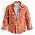 thumbnail image 5 of Men's Boho Floral Print Long Sleeve Shirt 70s Vintage Button Up Shirt Relaxed Fit Holiday Party Wear Shirt, 5 of 5