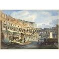 thumbnail image 2 of Ippolito Caffi 18x14 Black Ornate Wood Framed Double Matted Museum Art Print Titled - Interior of the Colosseum, 2 of 5