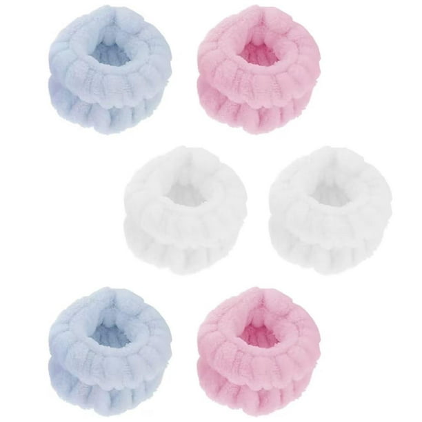 Banda de microfibra para lavar la muñeca, banda para lavar la cara, banda de microfibra para lavar la cara, puños para spa, yoga, ducha deportiva (6 unidades, multicolor)