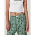 thumbnail image 6 of Caoirhny Women Summer Leisure Baggy Pants Elastic Waist Button Wide Leg Plaid/Striped Pants, 6 of 8