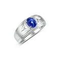 thumbnail image 4 of RYLOS Men's Rings Sterling Silver Classic 8X6MM Oval Gemstone &  Diamond Ring Blue Star Sapphire September Birthstone Rings For Man Silver Rings Size 13, 4 of 8
