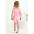 thumbnail image 4 of Happy Town Toddler Baby Girl Summer Outfits Short Sleeve T-Shirt + Shorts Girls Two-Piece Clothes Set, 4 of 8