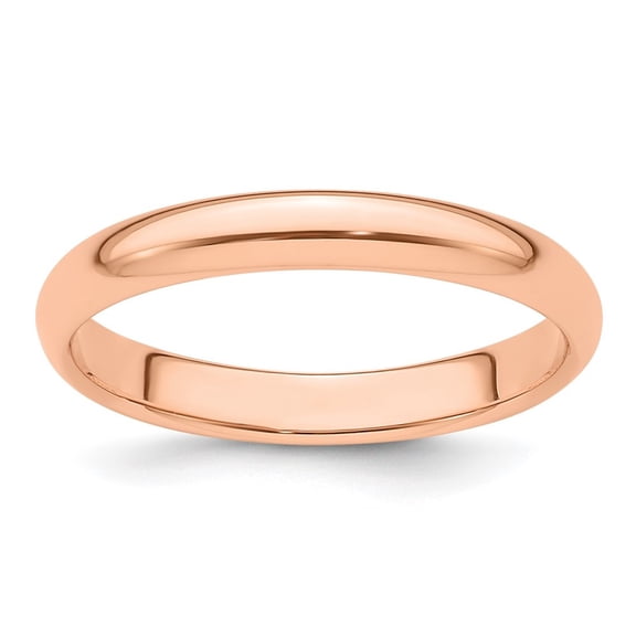 Diamond2Deal 14k Rose Gold 3mm Half Round Wedding Band Ring for Women Size 10