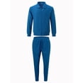 thumbnail image 4 of Babcutegg Mens Outfit Set 3-Piece Full Zip Lapel Jacket & Stand Collar Top & Jogger Pants Athletic Casual Clothes Blue Size 2XL, 4 of 7
