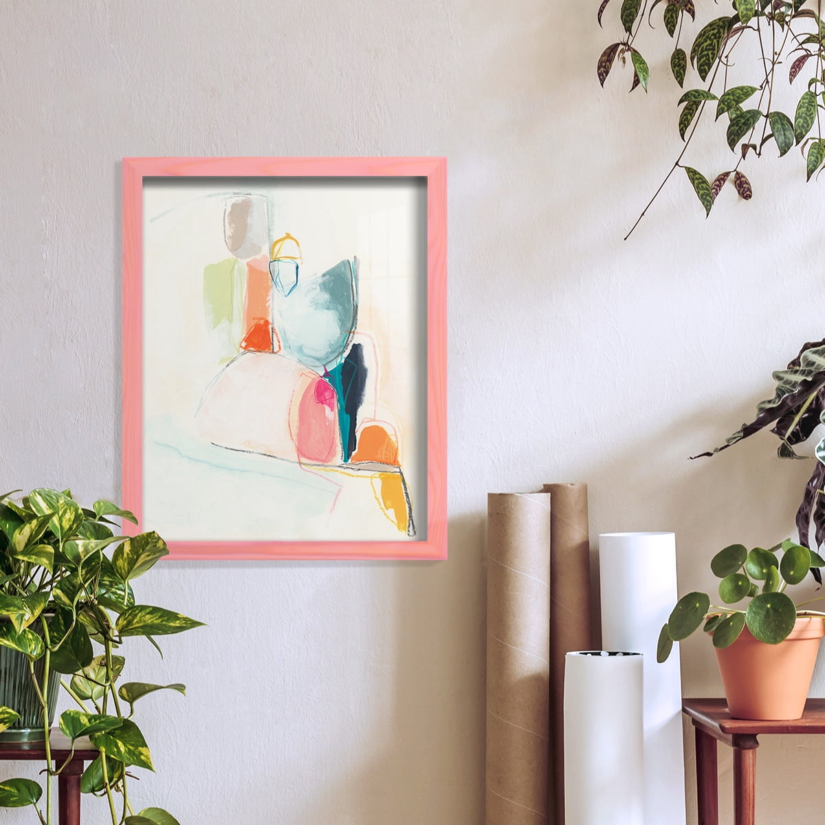 Factotum I -Framed Print w/glass-Sunset Pink
