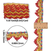 1card 9.3Yds 1.4" Red Beaded Paillette Sewing Lace Trim golden Fringe Tassel Trim Metallic Fabric Ribbon Wavy Glitter Mesh Embroidery Gimp Trim Sequins Edging Trimming for Crafts Cloth