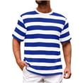 thumbnail image 5 of Dvprdro Mens Oversized Workout Tops Short Sleeve Crew Neck Striped Tees Sports Tees Gym Wear, 5 of 5