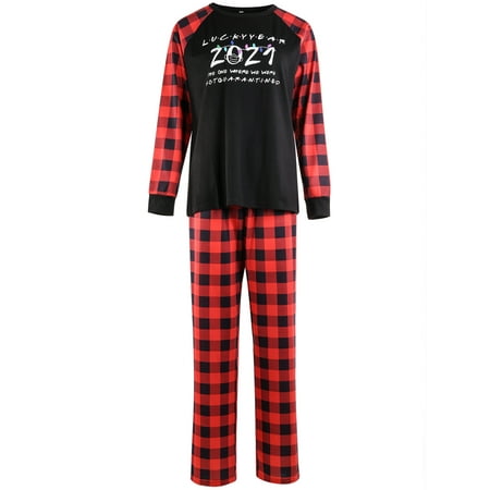 

Canrulo 2021 Family Christmas Pyjamas Matching Sleepwear for Women Men Children Nightwear Homewear Holiday Jammies Red Mother L