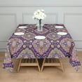 thumbnail image 3 of Multicolor Ethnic Floral Pattern Square Tablecloth,Waterproof Square Table Cover,Wipeable Spillproof Washable Table Cover for Home Kitchen Party Decor 52"x52"(132x132cm), 3 of 6