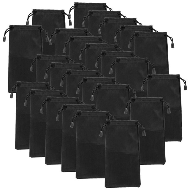 Costalitos de tela suave PouchEyeGlass 25Pzas Negro 9x18cm Tela Bolsa Impermeable.