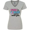 thumbnail image 3 of Inktastic Pink or Blue Auntie Loves You Women's V-Neck T-Shirt, 3 of 5