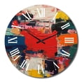 thumbnail image 4 of Designart "Cubist Fusion Red Blue Harmony" Cubism Oversized Wall Clock, 4 of 5