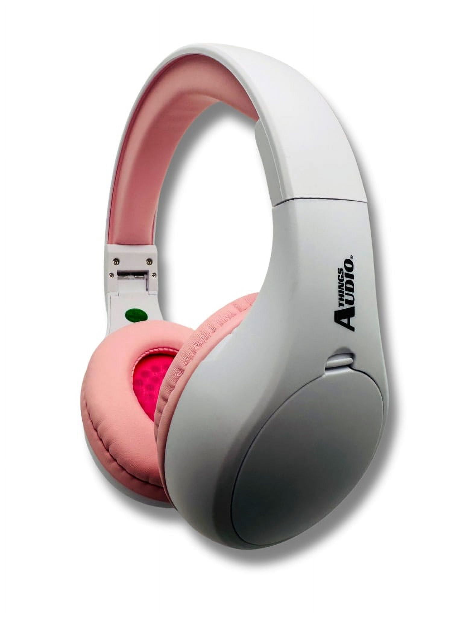 Things Audio Portable Personal FM Radio Headphones, White & Pink