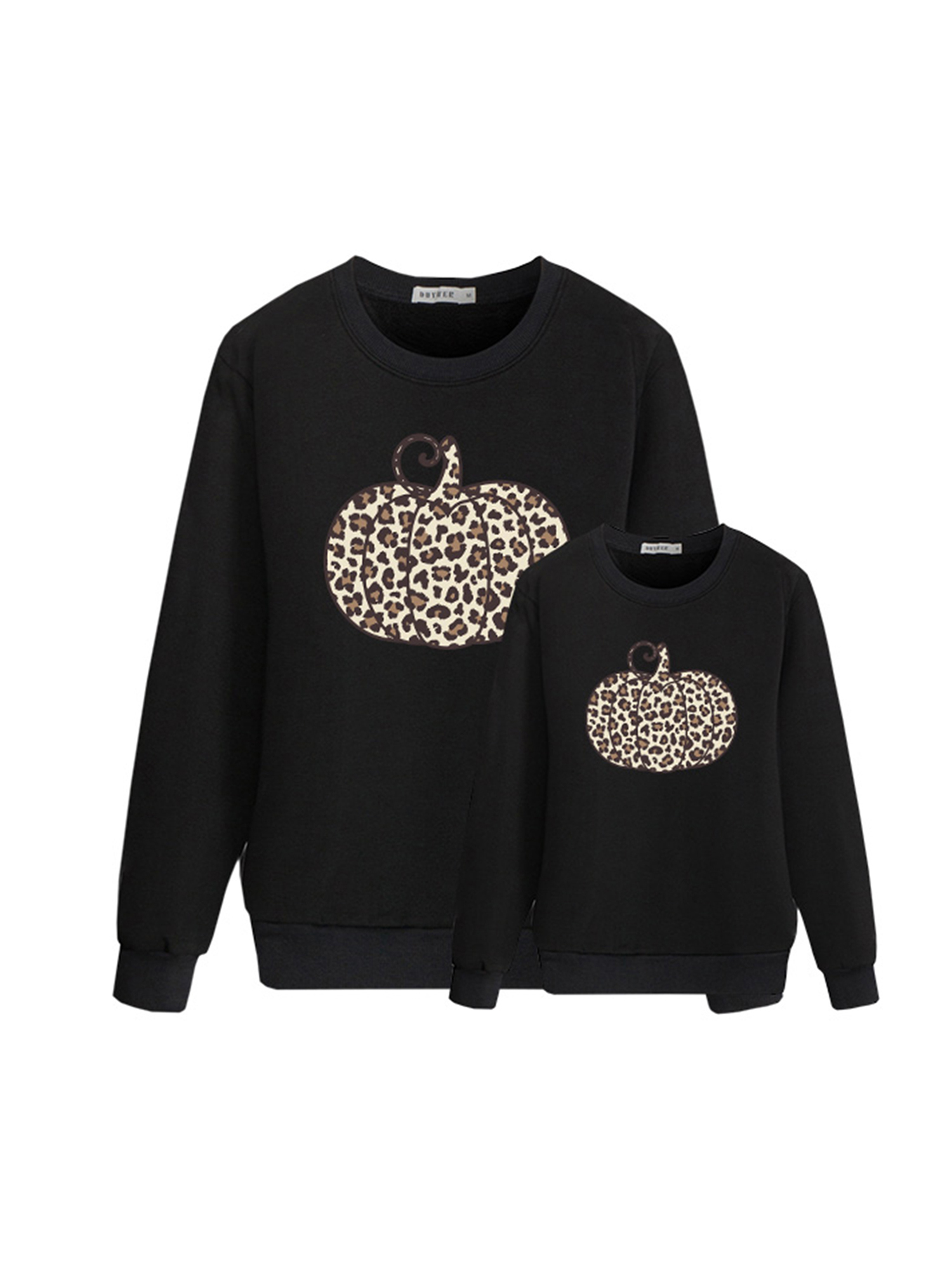 Nituyy Family Matching Hoodie Leopard Print Pumpkin Long Sleeve
