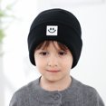 thumbnail image 4 of Gorro de punto para bebé, gorro de lana a juego, bonito gorro con estampado de emoticonos, gorro de otoño e invierno para niños, 4 of 6