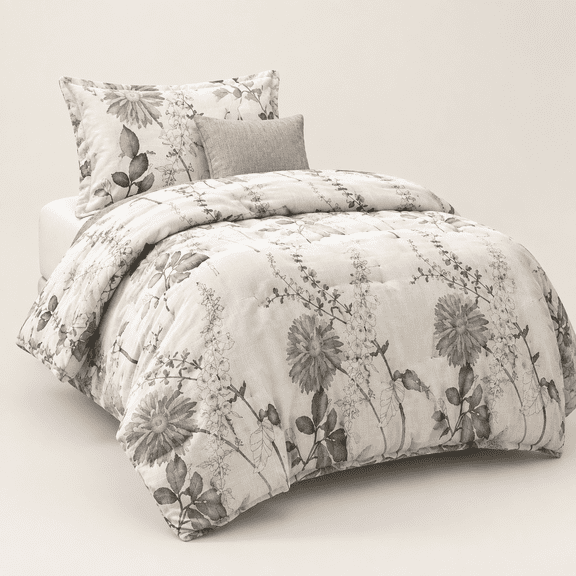 - Flcomforter Set Ton Fabric Vintflower Shabby Chic Farmhouse Botanicaltagecore Sunflower 3 Pieces Bedding Gray Beige/xl Size