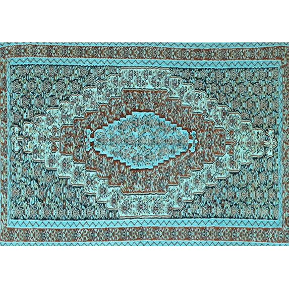 Ahgly Company Indoor Rectangle Persian Light Blue Traditional Area Rugs, 8' x 10'