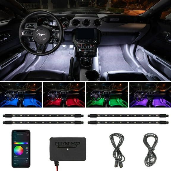 LEDGlow 4pc Million Color SMD LED Interior Lighting Kit with Smartphone Control