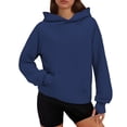 thumbnail image 2 of Plain Hoodies for Women 2025 Fall Winter Long Sleeve Striped Hooded Sweatshirt with Pockets Pullover Tops, 2 of 7