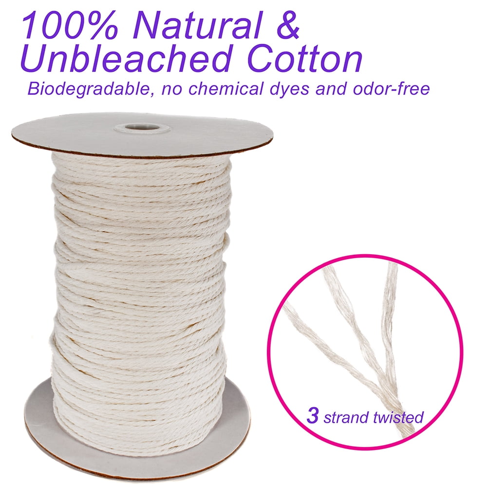 Craft County Macrame Cord 100% Natural & Unbleached Cotton Odor Free Rope