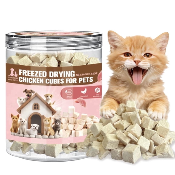Freeze Dried Chicken Cats Treats 3.4oz – Grain Free, High Protein, Low Calorie Chicken Dog Treats - Training Reward & Food Topper for Puppies, Picky Eaters – Limited Ingredient Healthy Snack