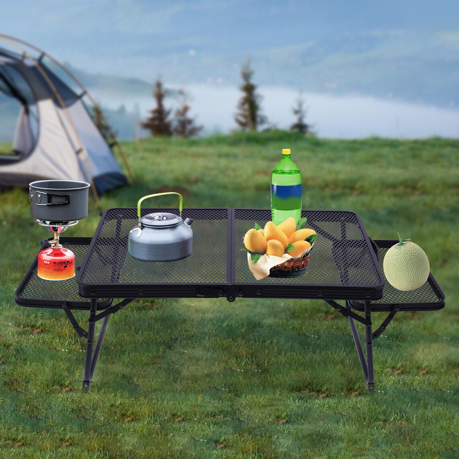 Miumaeov Outdoor Camping Table Portable Folding Camping Grill Table
