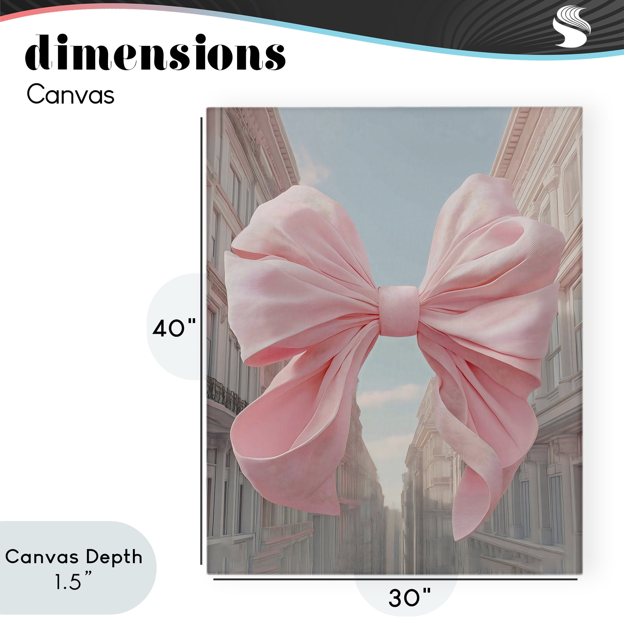 Stupell Industries Pink Bow over City Street Canvas Wall Art, design by The Prints Vibe