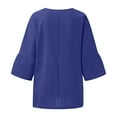 thumbnail image 6 of lcziwo Womens 3/4 Tshirts Cotton Loose Fit Basic Solid Color Blouses Plus Size Guaze Tunic Tops Casual Trendy Spring Summer 2025 Holiday Business Tees Blue,XXXXL, 6 of 6