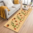 thumbnail image 2 of Red Ladybugs Runner Rugs 2x6 ft Vines Cartoon Leaves Spring Plants Brown Washable Hallway Rugs Non-Slip Floor Mats Absorbent Carpet Bedside Runners for Bedroom Kitchen Bathroom Laundry Room, 2 of 9