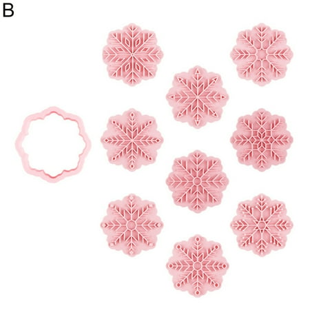 

VIST FOX Cookie Stamp 9Pcs Cake Decorating Tools Multipurpose Special Merry Christmas Snowflake Biscuit Mold