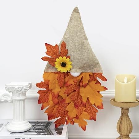 

Clearance! Thanksgiving Faceless Doll Decoration Wall Hanging Fabric Festival Faceless Flower Wreath Maple Leaf Hanging Decoration