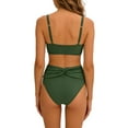 thumbnail image 7 of Ecqkame Womens Bikini Sets Two Piece Push-Up Beach Swimsuits Solid Color Adjustable Straps Fashion Bathing Suits Army Green L, 7 of 7