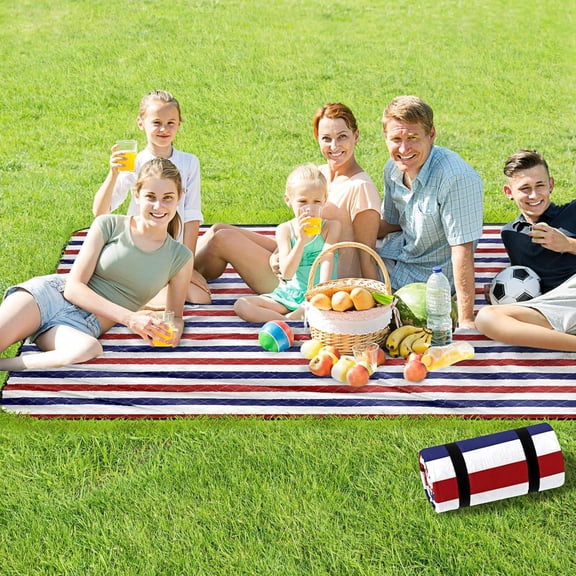 Extra Large Patriotic Picnic Blanket 78.74"x78.74" Waterproof Sandproof, Foldable Portable Outdoor Mat for Beach Park Camping, Machine Washable for 6-8 Adults